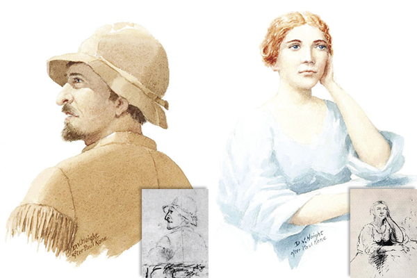 Marcus and Narcissa Whitman as depicted by Paul Kane's sketches, later painted by D.V. Haight.