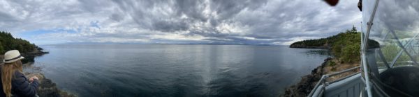 Panoramic view of Puget Sound from atop the Lime Kiln State Park lighthouse.
